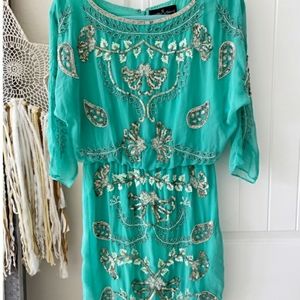 Needle & Thread Green Embellished Cocktail Dress